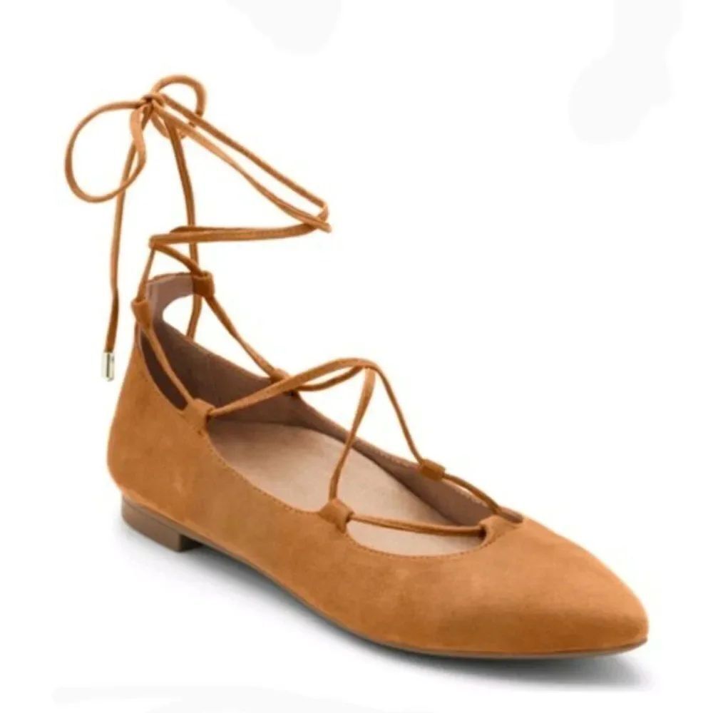 New in Box NIB Vionic Gem Lucinda Caramel Suede Leather Flats 5